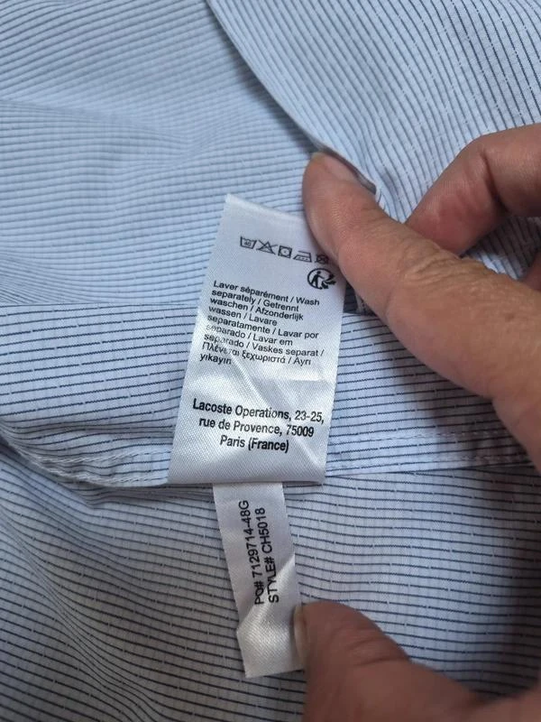 Lacoste camisa a rayas azul claro Slim Fit FR38 – photo 15